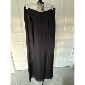 Express Womens Black Satin High Waisted Wide Leg Pleated Trousers Size 8R 30x33